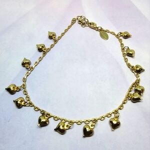 👍5 For $20 Vintage Panama Jack Dangling Puffy Hearts & Charm  Gold Tone